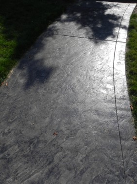 Stamped concrete pathway