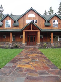 Wide flagstone pathway