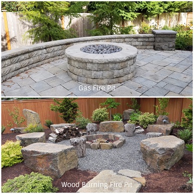 Gas and Wood Burning Built In Fire Pits