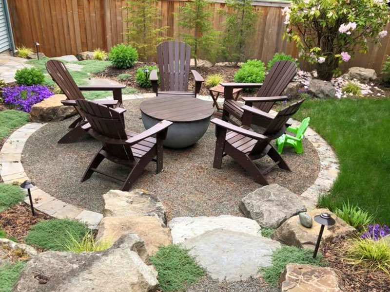 Crushed Stone Patio With Paver Border Fire Pit In Bellevue Washington By Sublime Garden Design Landscape Serving Snohomish County And North King - What Kind Of Crushed Stone For Patio
